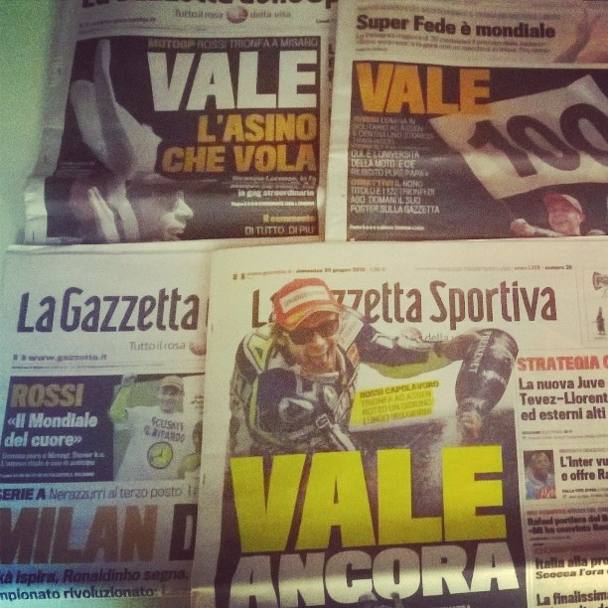 Collezione di Gazzetta dedicate a Valentino Rossi. (Instagram)